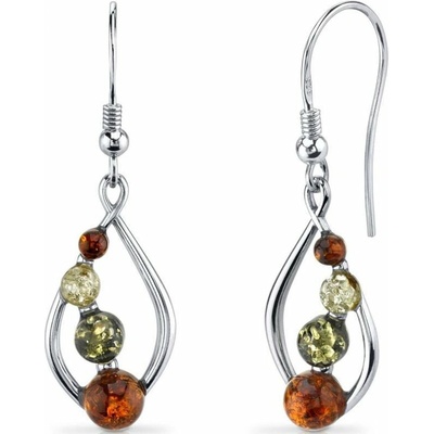 Eppi Visiace strieborné náušnice s jantármi Ilse E31829