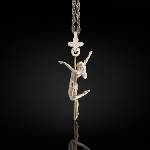 Pole Dance (Танци на пилон) - Дамски спортен медальон от сребро 925 с частично позлатено покритие - Ръчно изработено спортно бижу - Идеален подарък за жена, фенка на гимнастиката - SSJ - ssj - 99,43 л
