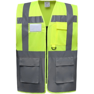 Yoko vesta HVW801 Hi Vis multifunkční výstražná žltá fluorescent sivá
