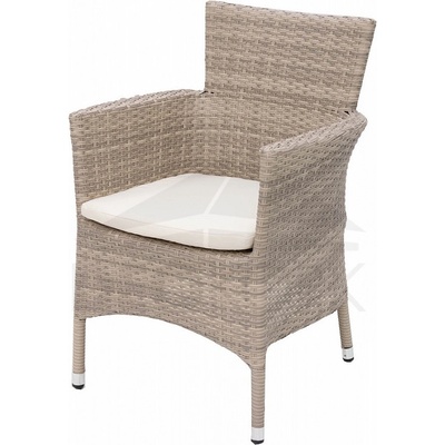 DEOKORK Ratanové křeslo stohovatelné MODENA s polstrem (šedo-béžová)