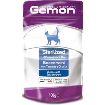 PATE CAT Chunkies Sterilized with Tuna and Dory - пауч - хапки за кастрирани котки в зряла възраст с риба тон и дори 100 гр, Италия - 0902