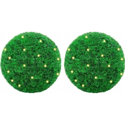 vidaXL Umělé buxus koule s LED světly 2 ks zelené 27 cm