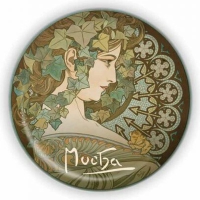 Kovový otvírák Alfons Mucha - Ivy, o 5,8 cm