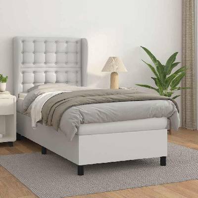 vidaXL Box spring postel s matrací 3128997 umělá kůže bílá