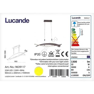 Lucande - LED Димируем пендел MARIJA LED/22W/230V (LW0412)