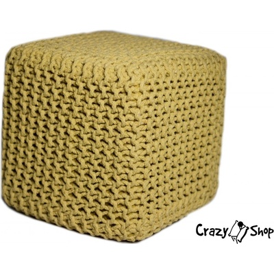 CRAZYSHOP Pletený puf CUBE žltý (ručne pletený)