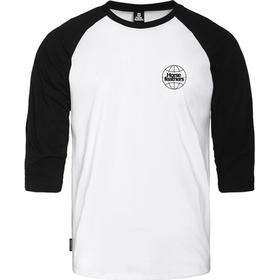 Horsefeathers Тениска Global Raglan - white/black Horsefeathers | Byal | МЪЖЕ | L