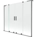 Mexen Velar L Duo параван за вана, 2-крилен, плъзгащ се, 180 x 150 см, прозрачен, четкано сиво на пистолет - 896-180-003-02-66 (896-180-003-02-66)