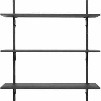 Ferm Living Polica Sector Shelf L/L, dark stained ash/black brass