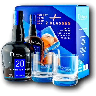Dictador 20y 40% 0,7 l (dárčekové balenie 2 poháre)