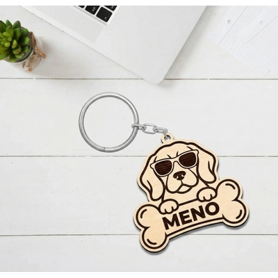 Prívesok na kľúče Karls DESIGN Drevená pes s menom Beagle