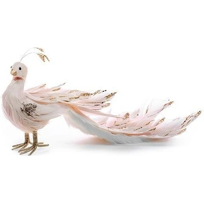 MagicHome Dekorácia Vianoce Páv ružový páperový 36x11x15 cm