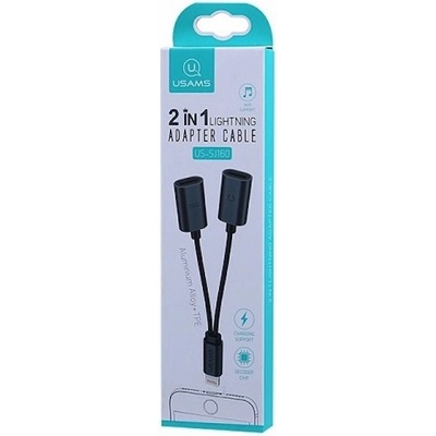 USAMS Двоен Lightning адаптер за устройства с Lightning порт - USAMS 2in1 Lightning Adapter (черен) (US-SJ160)