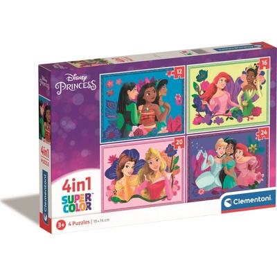 CLEMENTONI Disney princezny 4v1 12+16+20+24 dílků