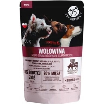 Пауч за кучета от дребни породи с говеждо 90% месо 100гр х 24бр