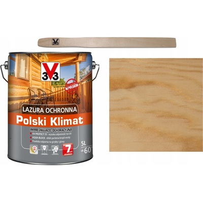 Ochranná lazura V33 Polský Klimat bezbarvá 5 l