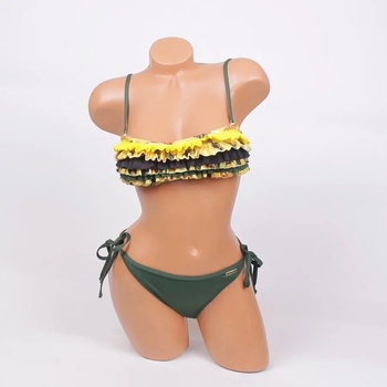 Image 1 of Бански в тъмнозелен цвят с ефектни къдички