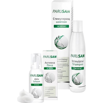 Parusan Комплект - Стимулиращ шампоан за жени и Активна пяна за коса за жени, 200 + 100 ml