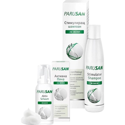 Parusan Комплект - Стимулиращ шампоан за жени и Активна пяна за коса за жени, 200 + 100 ml