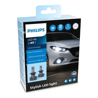 Крушка, LED, фар за дълги светлини PHILIPS H7, 12/24V, 20W, 6000K, 1800lm, 2 бр