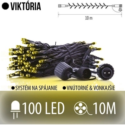 VIKTÓRIA spojovateľná LED svetelná reťaz vonkajšia 100LED 10M Teplá biela
