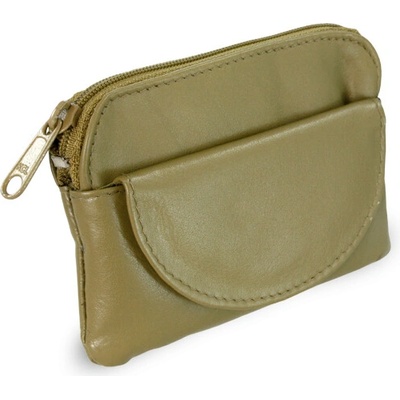 Kľúčenka Arwel Zelená kožená so zipsovým a poklopovým vreckom 619-0365-55