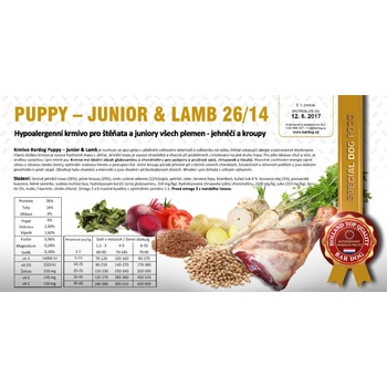 Bardog Hypoalergénne Puppy Junior Lamb 26/14 12 kg