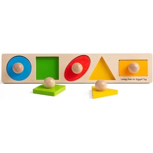 Bigjigs Toys Дървен пъзел с дръжки Bigjigs - Геометрични форми (BB040) - ozone