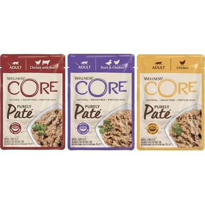 Wellnes Core Cat Paté kuře hovězí kachna 3 x 85 g