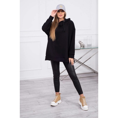 Fashionweek Zateplená mikina se zipem na boku volný oversize střih ideální pro moletky K9380 černá
