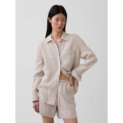 GAP ľanová oversize košeľa Béžová