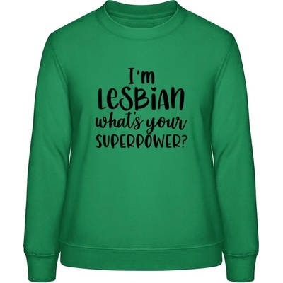 AWDis Sweat mikina Som lesbička aká je tvoja superschopnosť? čistá zelená