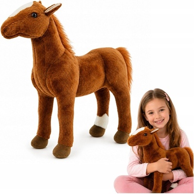 LEAN Toys Tmavohnedý plyšový kôň 40 × 37 cm