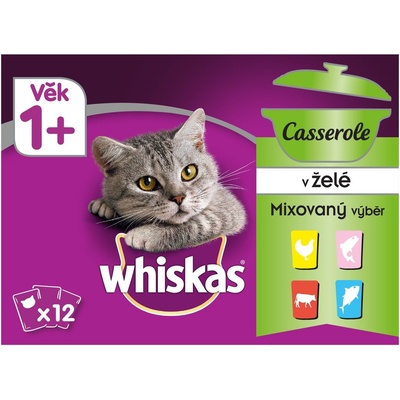 Whiskas Casserole pro dospělé kočky mixovaný výběr v želé 12 x 85 g