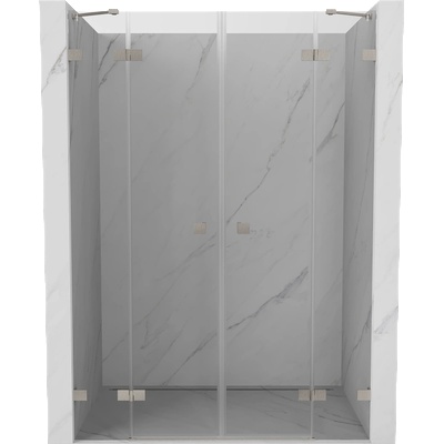 Mexen Lunar Двойни душ врати, отварящи се, 140 см, прозрачни, четкан никел - 834D-140-000-97-00 (834D-140-000-97-00)