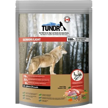 Image 1 of TUNDRA SENIOR/LIGHT - висококачествена храна за възрастни или кастрирани кучета от средни и едри породи, БЕЗ ЗЪРНО, с Пуйка, патица и сьомга, 750 гр, Германия - 16144