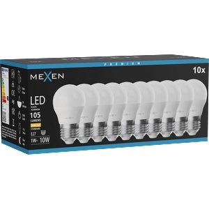 Mexen Nova 10x LED Крушка E27, G45, 1W, Топла - 3000K, 105 lm - L101-E27-0130-01x10 (L101-E27-0130-01x10)