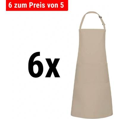 G.Gastro 6 ks Karlowsky Zástěra s laclem a kapsou Basic písková D9785865