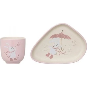 Bloomingville Керамичен комплект Bloomingville Bunny - Чаша и чиния, розови (BL1015)