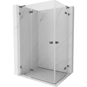 Mexen Lunar L Duo лява душ кабина 120 x 75 см, прозрачна, четка пистолетно сиво - 834L-120L-075P-66-00 (834L-120L-075P-66-00)