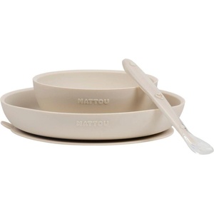 Nattou Силиконов комплект за хранене Nattou - 3 части, Clay (874496)