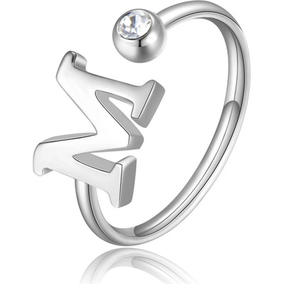 S'Agapõ ocelový prsten M s krystalem Click SCK184