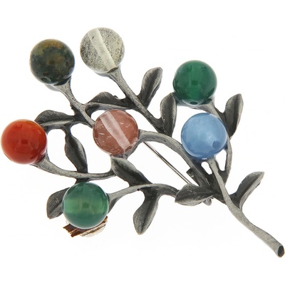 Biju brož větvička s barevnými korálky 9001688-3