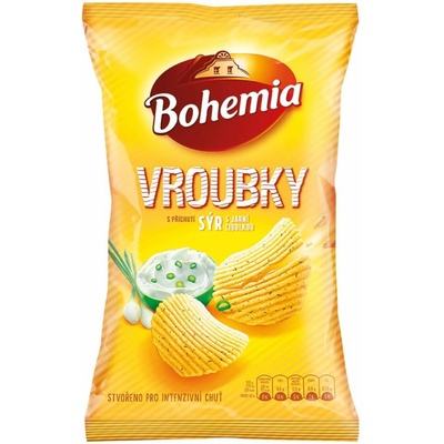 Bohemia Vroubky bramborové lupínky Sýr a jarní cibulka 120 g