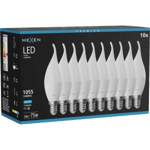 Mexen Nova 10x LED крушка пламък E14, C37, 10W, Студена - 6500K, 1055 lm - L106-E14-1065-01x10 (L106-E14-1065-01x10)