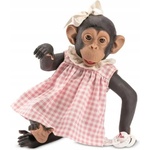 Asi Dolls Кукла бебе-маймунка Asi Dolls Animal Reborn - Лола, с розово-бяла карирана рокля, 32 cm (602500)