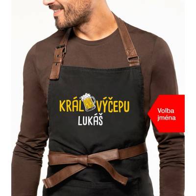 Kariban HobbyTriko Zástěra pro výčepní EXCLUSIVE Král výčepu + jméno Černošedá