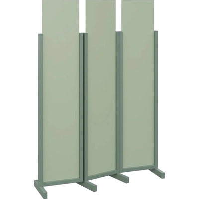 Atmosfere LINE 119 dřevěný 3-dílný paraván mobilní výška 1900 mm rám industrial green výplň pistáciově zelená