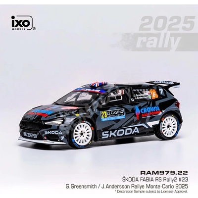 Škoda Fabia Rally2 Rally Monte Carlo 2025 23 Greensmith Andersson IXO 1:43