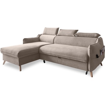 Miuform Бежов кадифен ъглов диван (ляв ъгъл) Sweet Harmony - Miuform (816MO232)